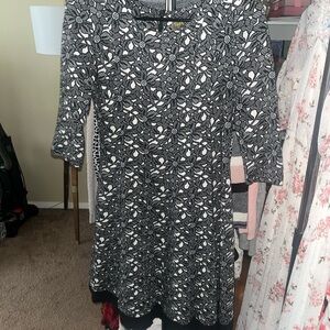 Taylor Black and White Lace Pattern Dress